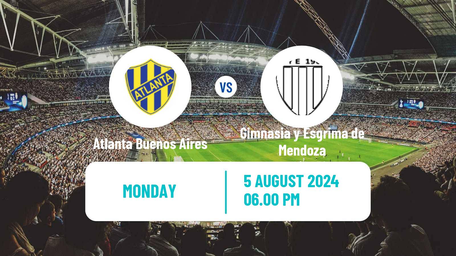 Soccer Argentinian Primera Nacional Atlanta Buenos Aires - Gimnasia y Esgrima de Mendoza