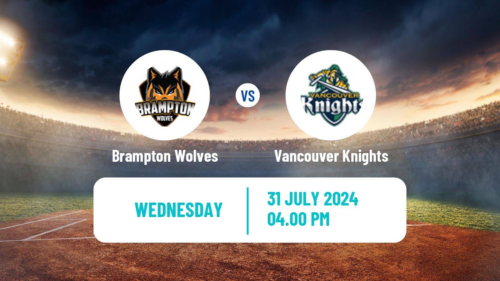 Cricket Canadian Global T20 Brampton Wolves - Vancouver Knights