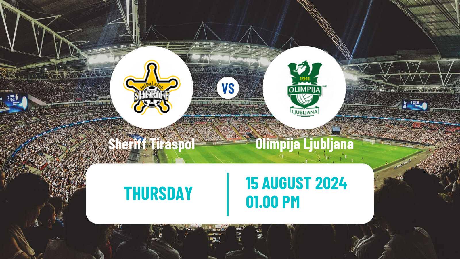 Soccer UEFA Europa Conference League Sheriff Tiraspol - Olimpija Ljubljana