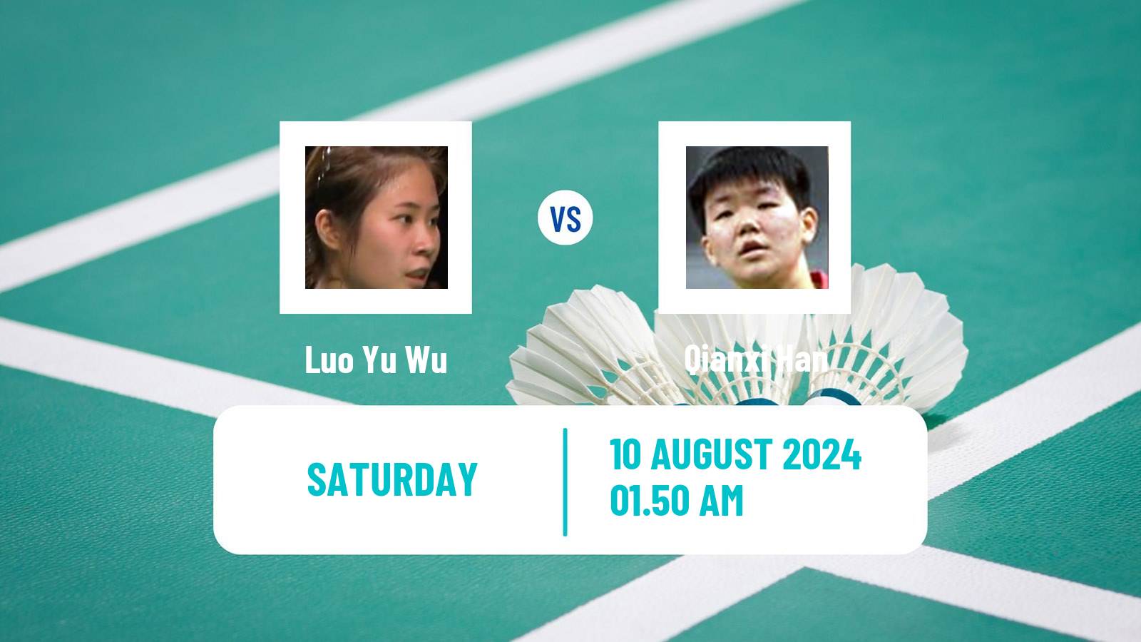 Badminton BWF World Tour China Masters 2 Women Luo Yu Wu - Qianxi Han