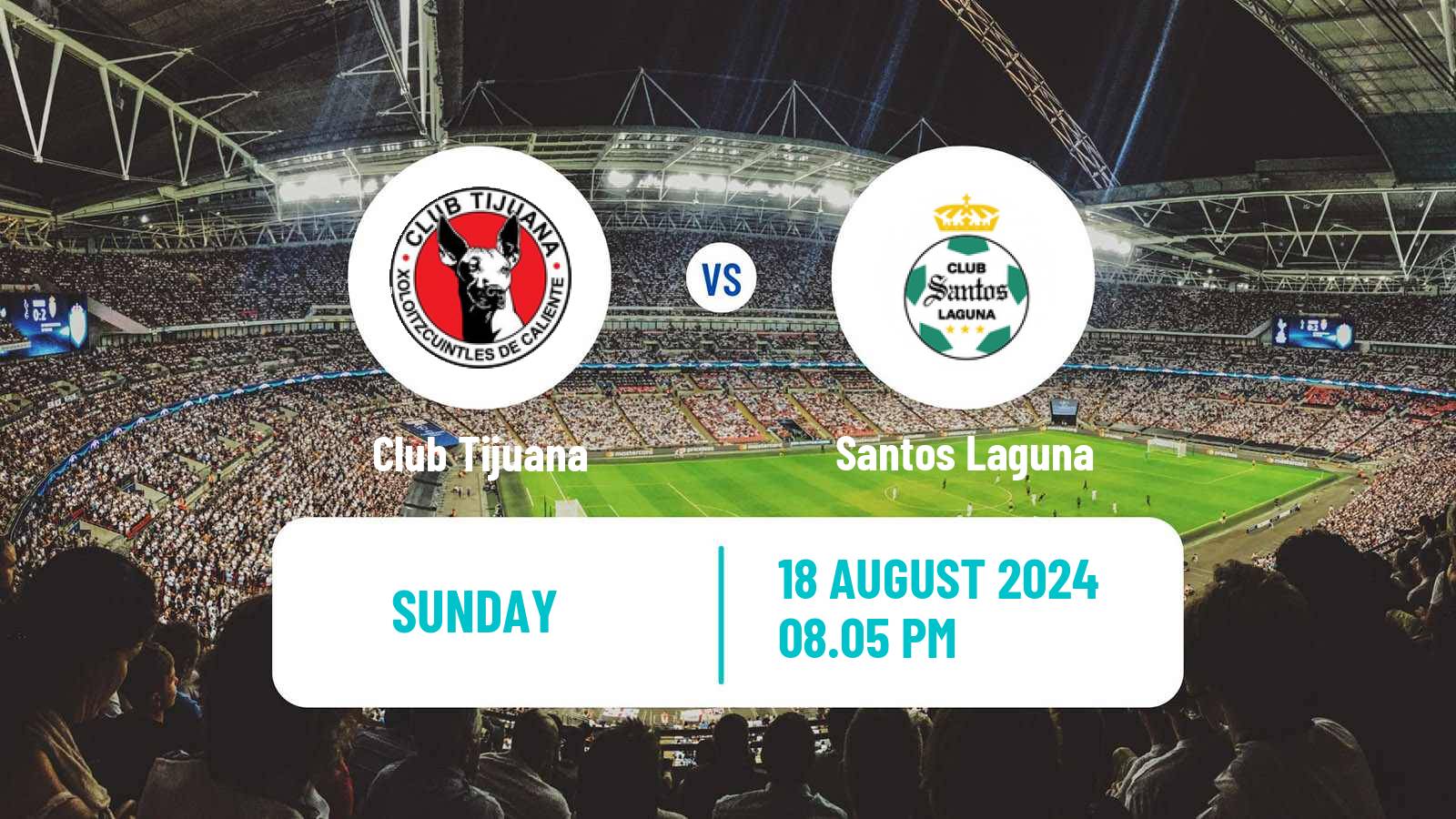 Soccer Mexican Liga MX Tijuana - Santos Laguna