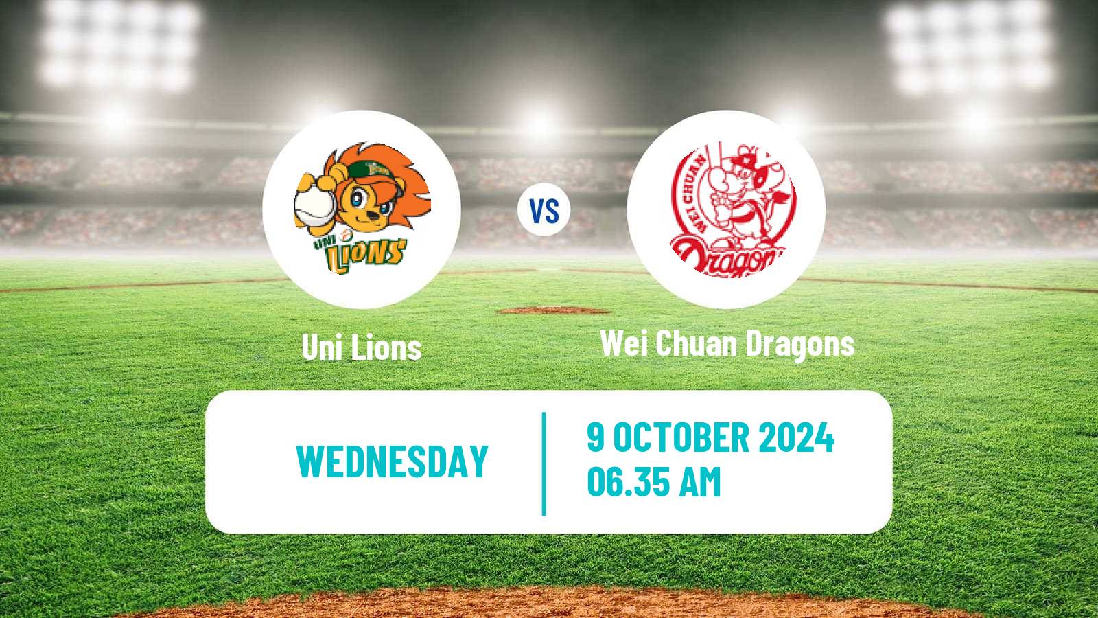 Baseball Taiwan CPBL Uni Lions - Wei Chuan Dragons