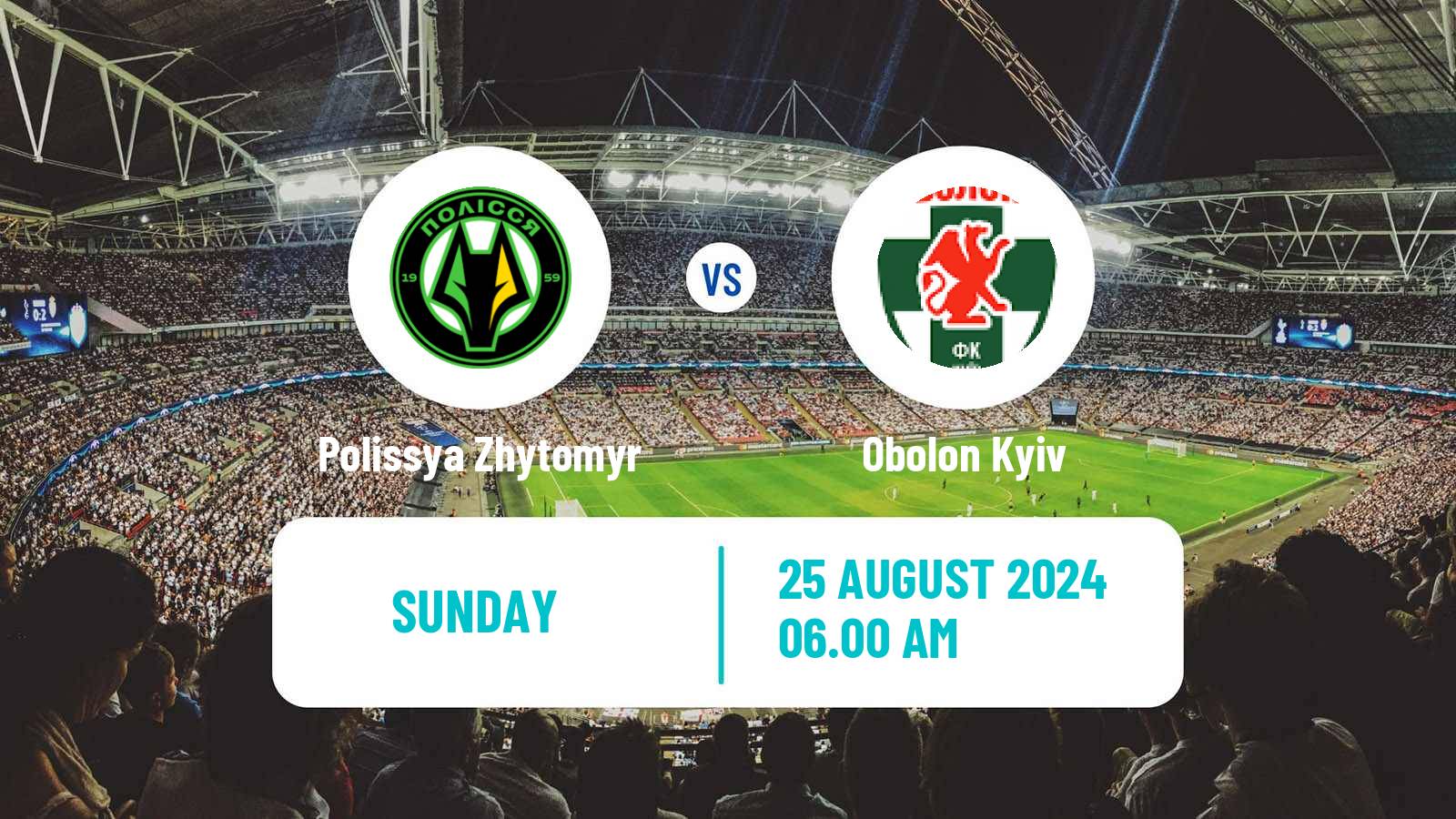 Soccer Ukrainian Premier League Polissya Zhytomyr - Obolon