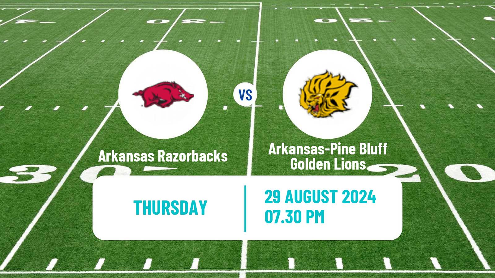 American football NCAA College Football Arkansas Razorbacks - Arkansas-Pine Bluff Golden Lions