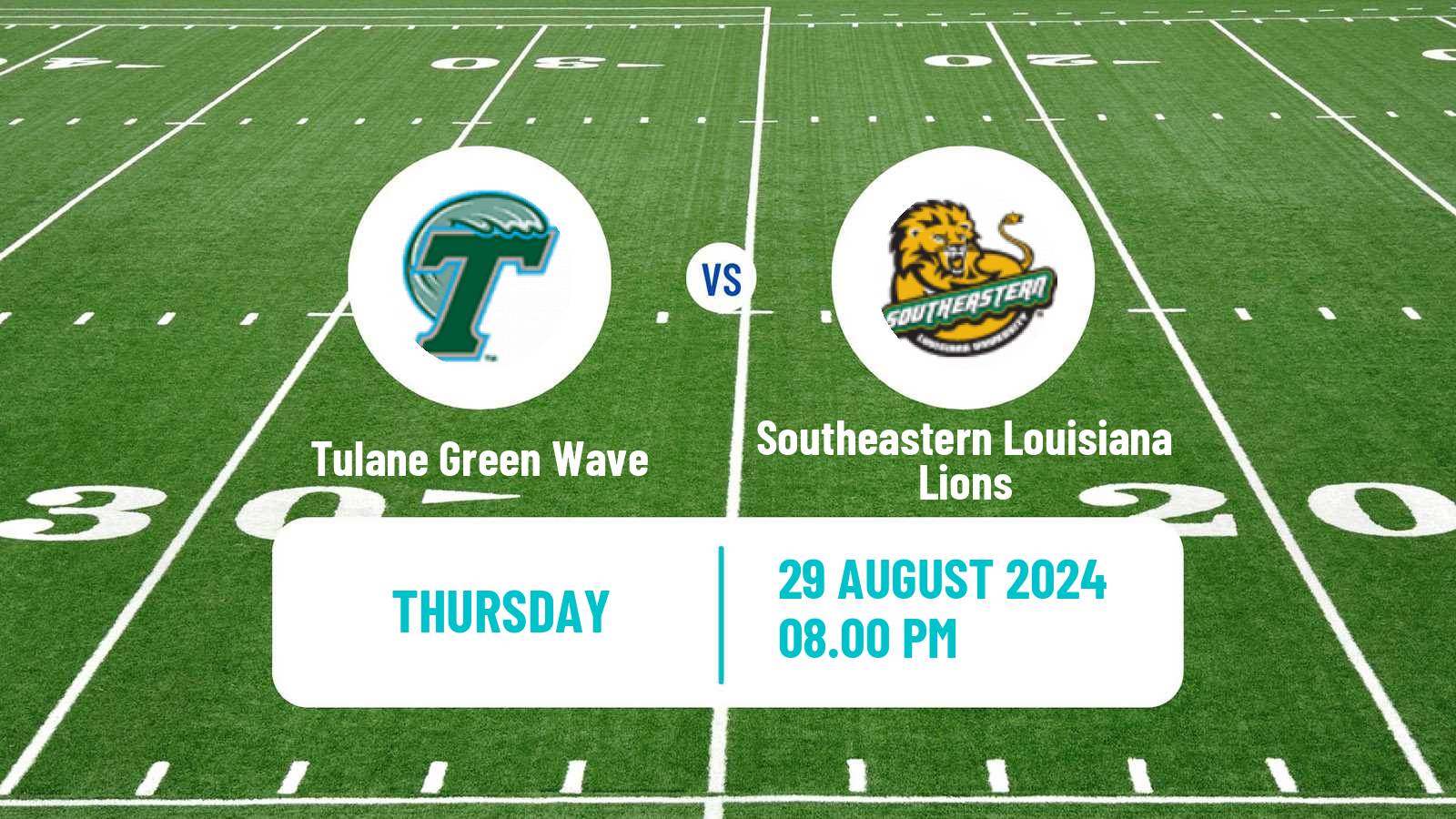 American football NCAA College Football Tulane Green Wave - Southeastern Louisiana Lions