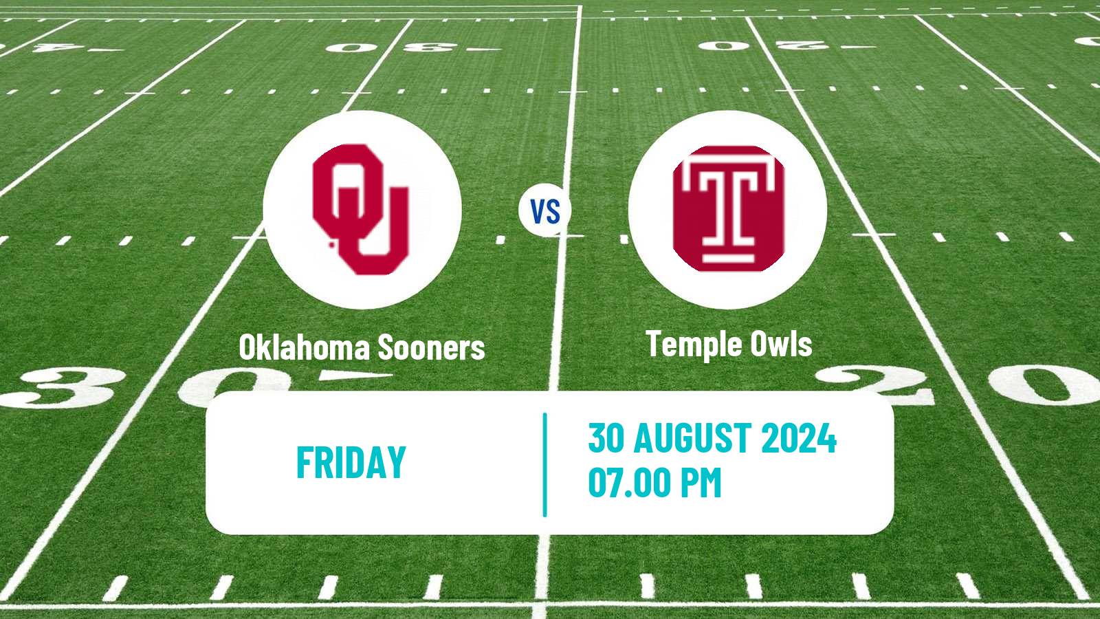 American football NCAA College Football Oklahoma Sooners - Temple Owls