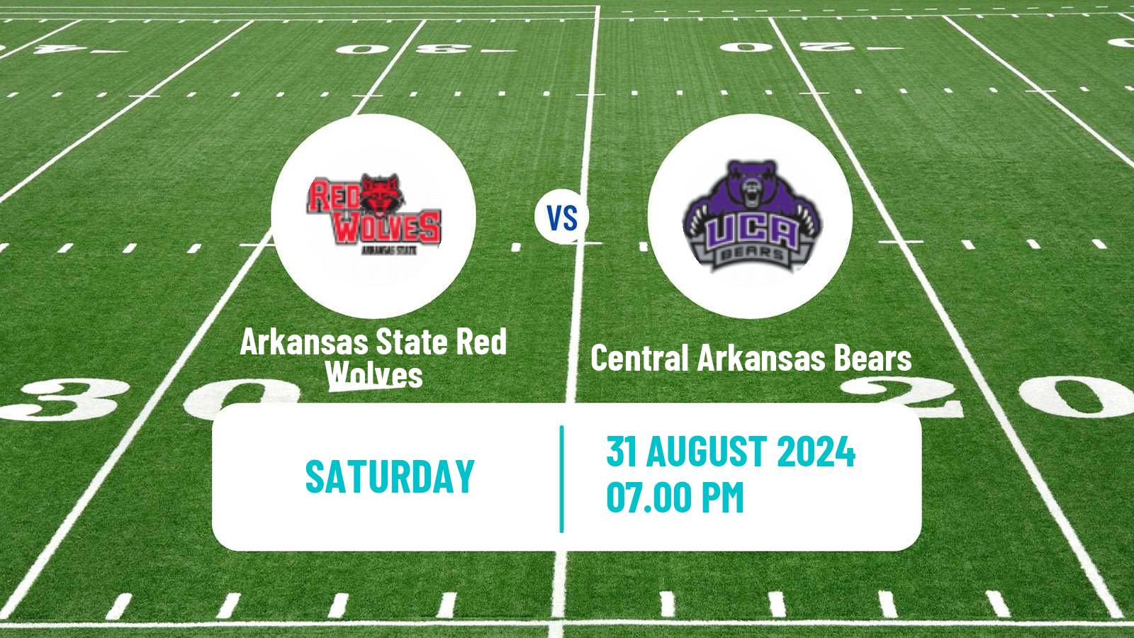 American football NCAA College Football Arkansas State Red Wolves - Central Arkansas Bears