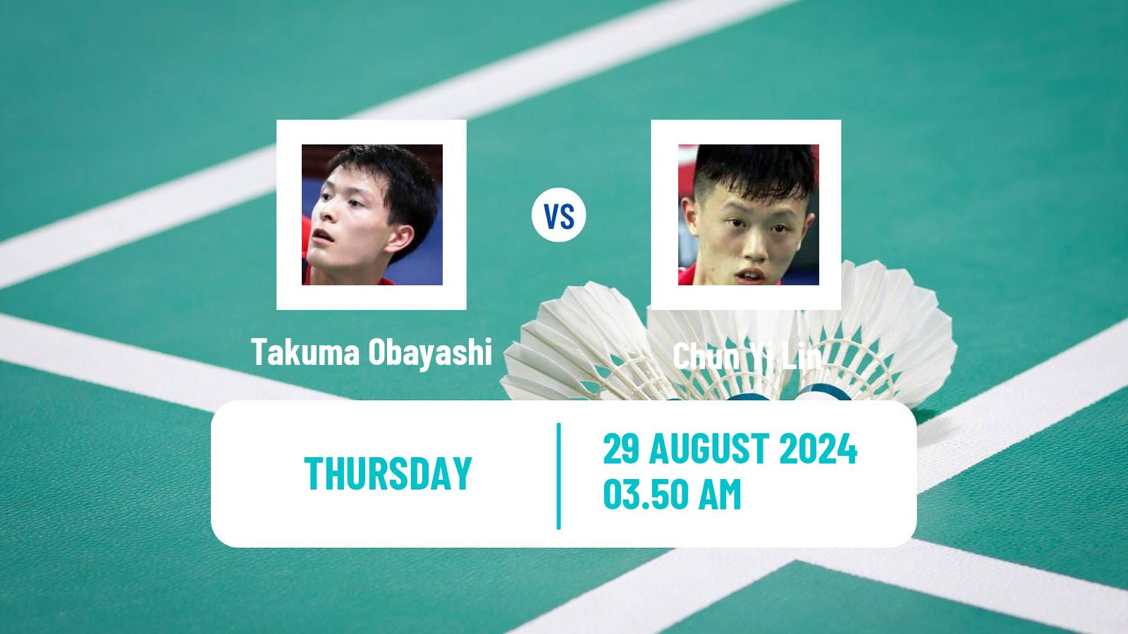 Badminton BWF World Tour Korea Open Men Takuma Obayashi - Chun Yi Lin