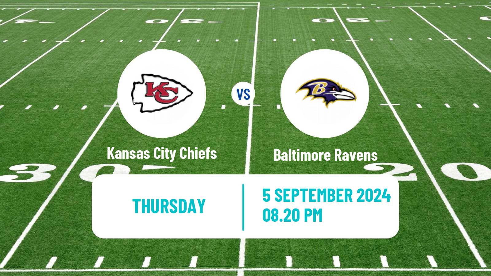 American football NFL Kansas City Chiefs - Baltimore Ravens