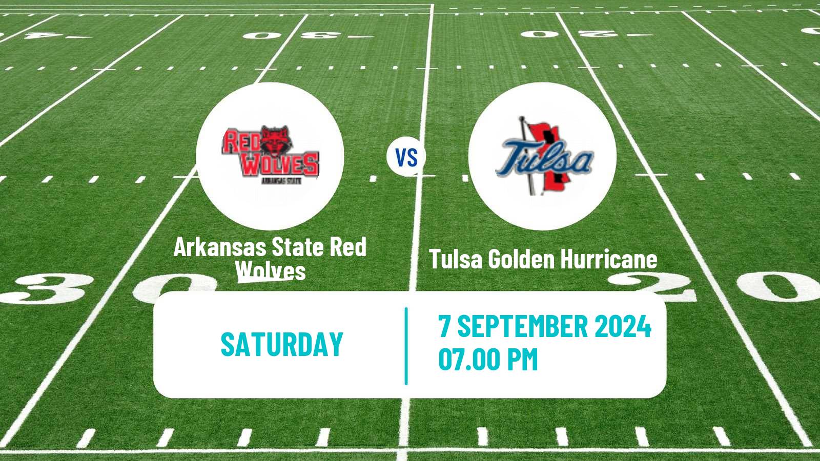 American football NCAA College Football Arkansas State Red Wolves - Tulsa Golden Hurricane