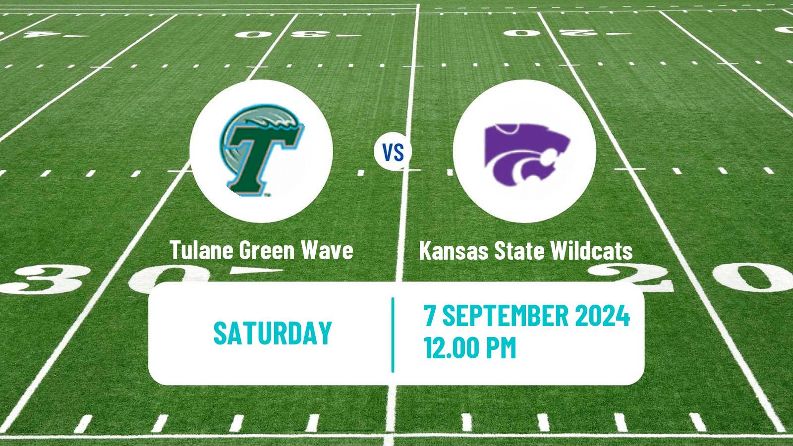 American football NCAA College Football Tulane Green Wave - Kansas State Wildcats