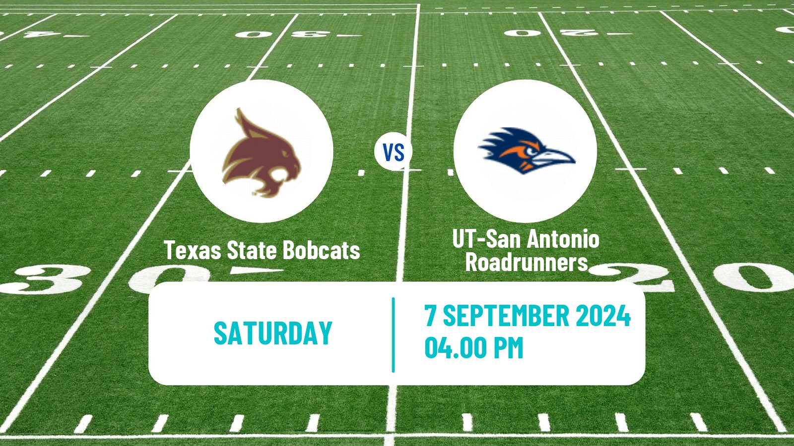 American football NCAA College Football Texas State Bobcats - UT-San Antonio Roadrunners