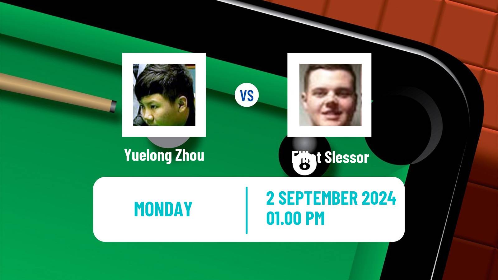 Snooker Saudi Arabia Masters Yuelong Zhou - Elliot Slessor