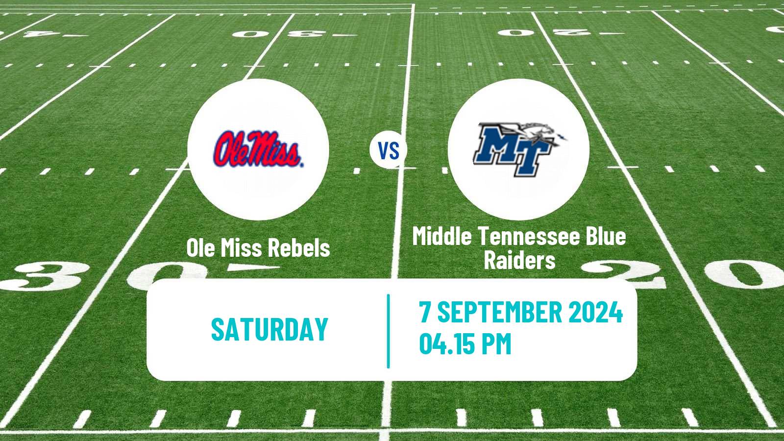 American football NCAA College Football Ole Miss Rebels - Middle Tennessee Blue Raiders