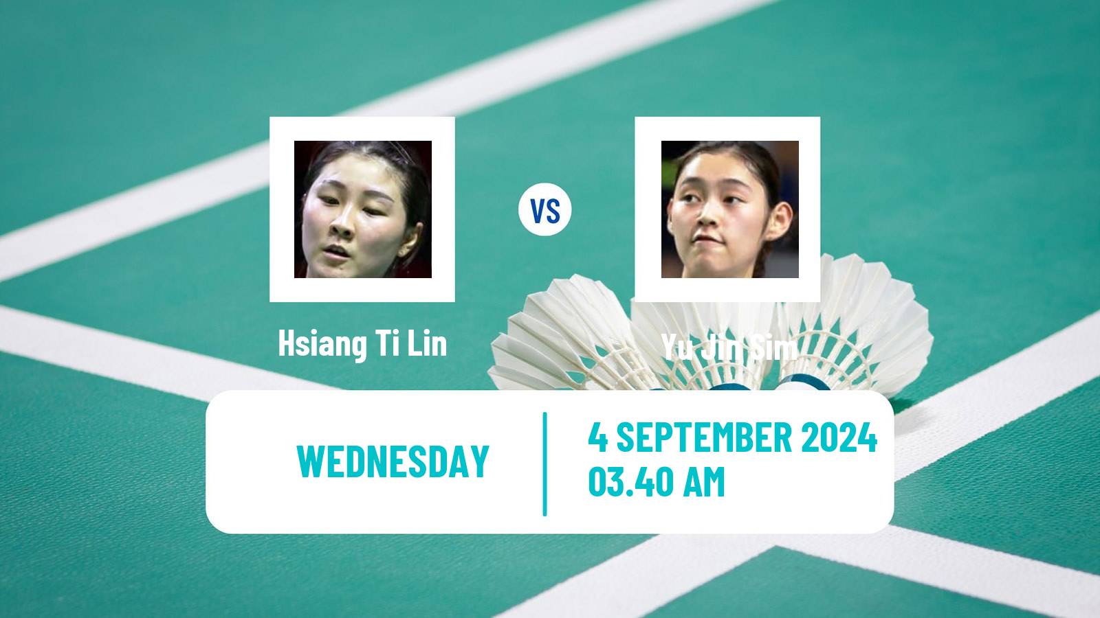 Badminton BWF World Tour Taipei Open Women Hsiang Ti Lin - Yu Jin Sim