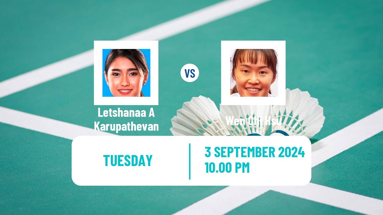 Badminton BWF World Tour Taipei Open Women Letshanaa A Karupathevan - Wen Chi Hsu