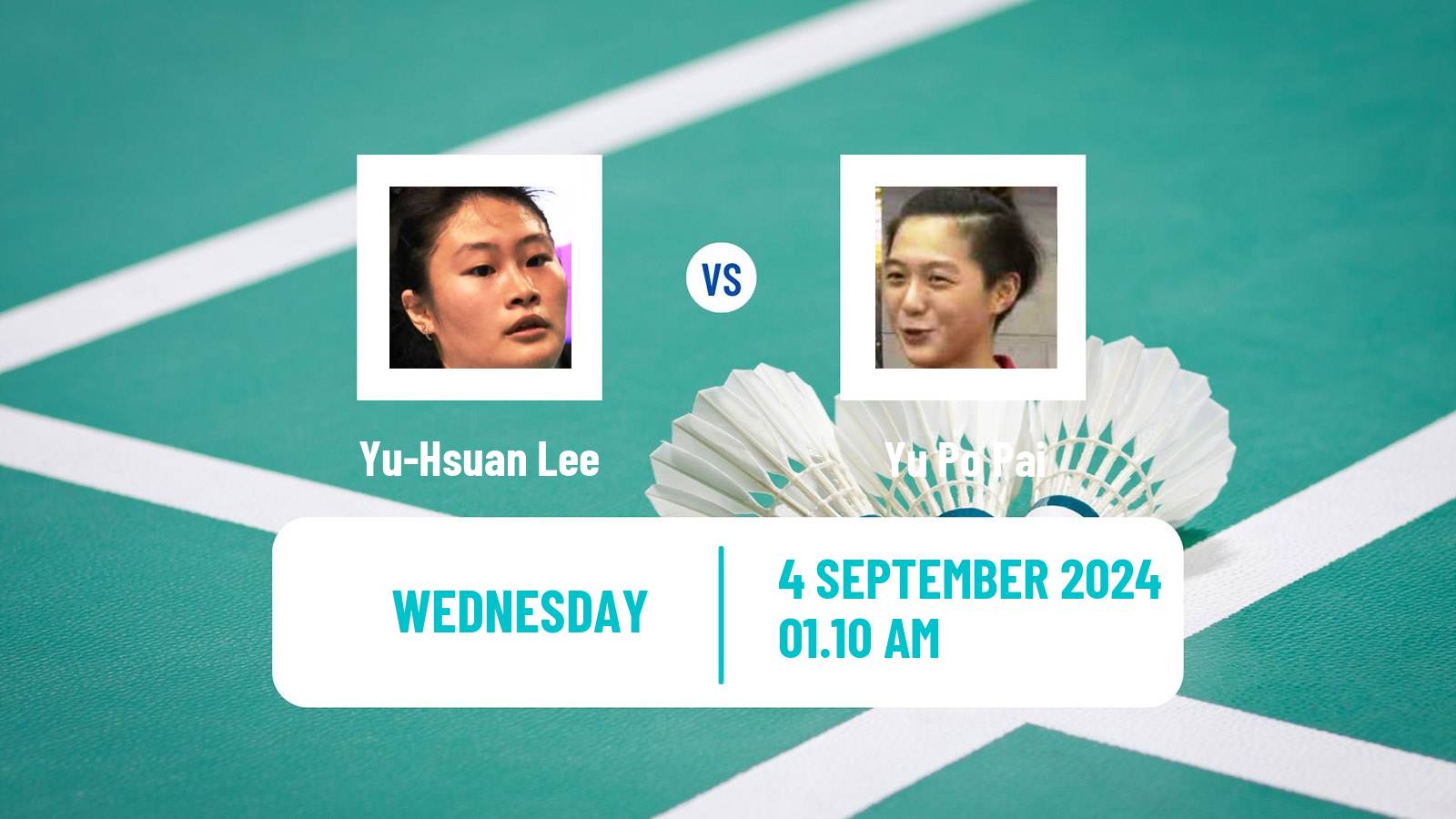 Badminton BWF World Tour Taipei Open Women Yu-Hsuan Lee - Yu Po Pai