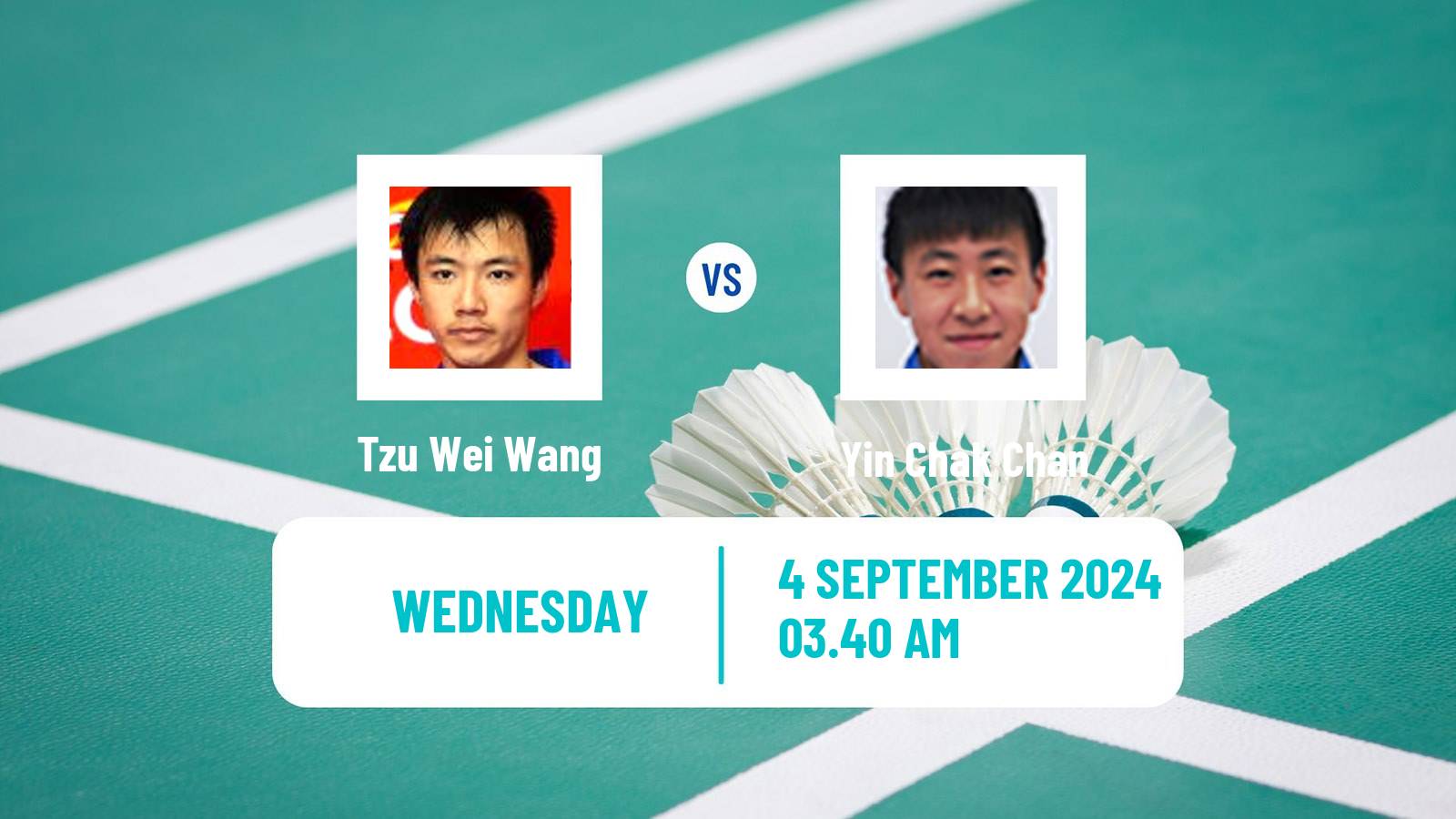 Badminton BWF World Tour Taipei Open Men Tzu Wei Wang - Yin Chak Chan