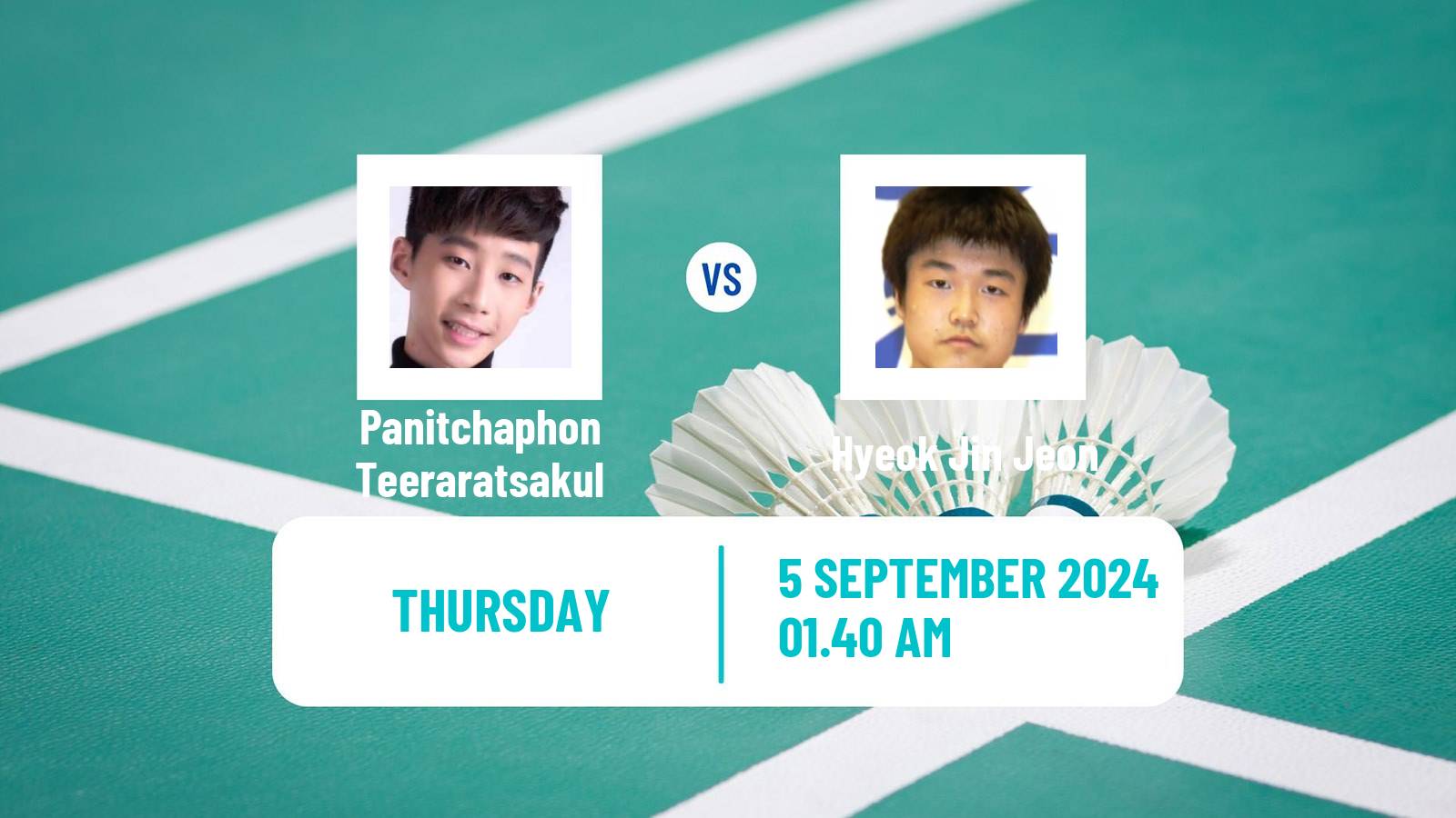 Badminton BWF World Tour Taipei Open Men Panitchaphon Teeraratsakul - Hyeok Jin Jeon