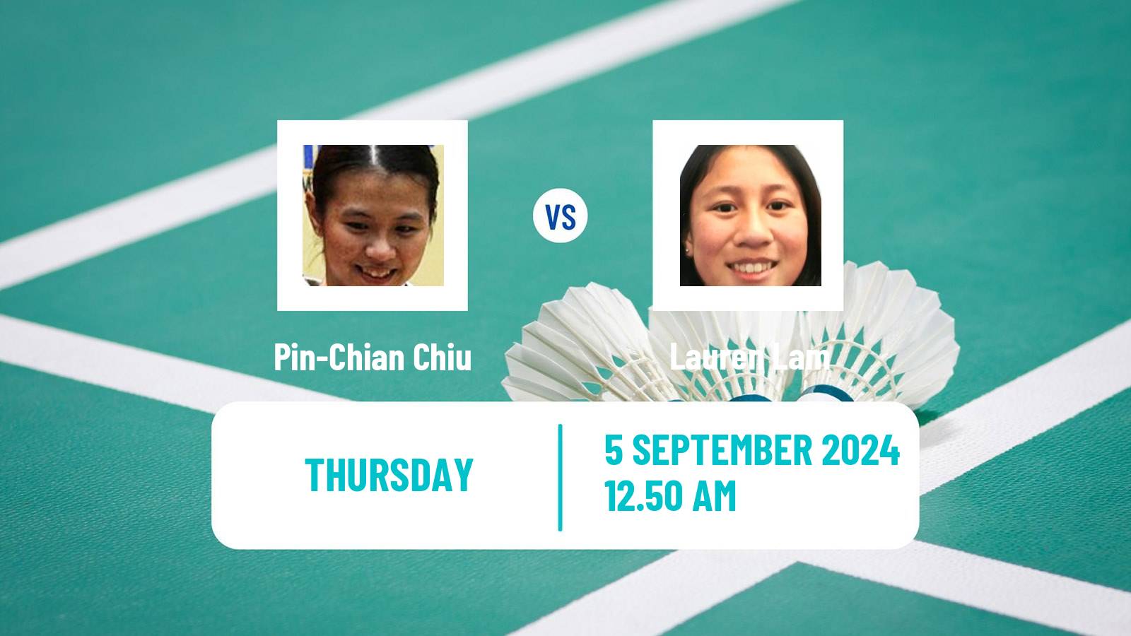 Badminton BWF World Tour Taipei Open Women Pin-Chian Chiu - Lauren Lam