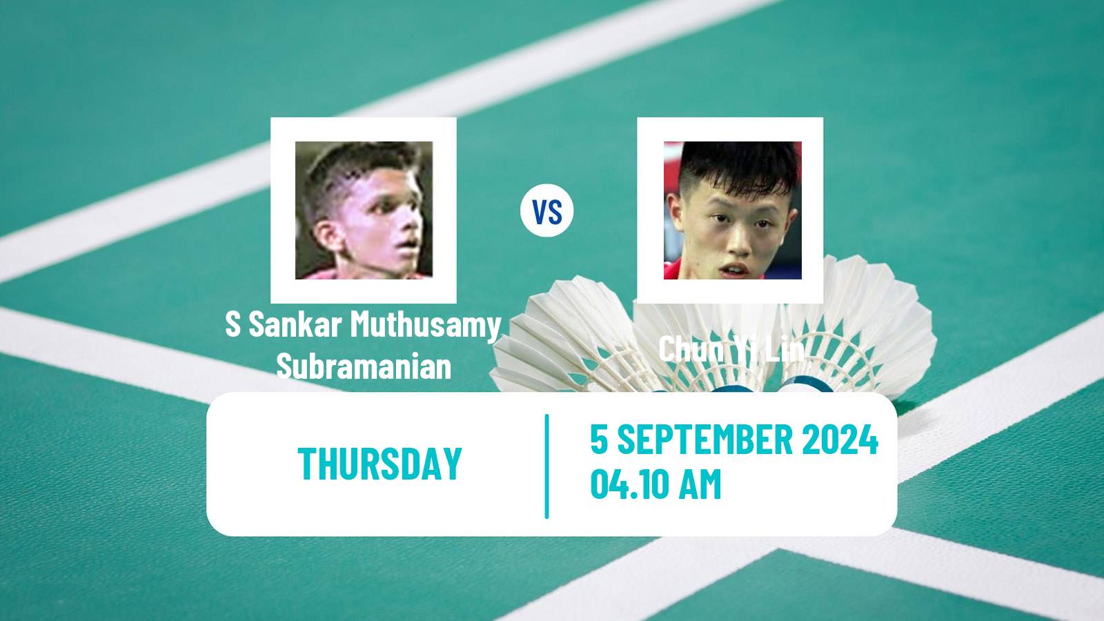 Badminton BWF World Tour Taipei Open Men S Sankar Muthusamy Subramanian - Chun Yi Lin