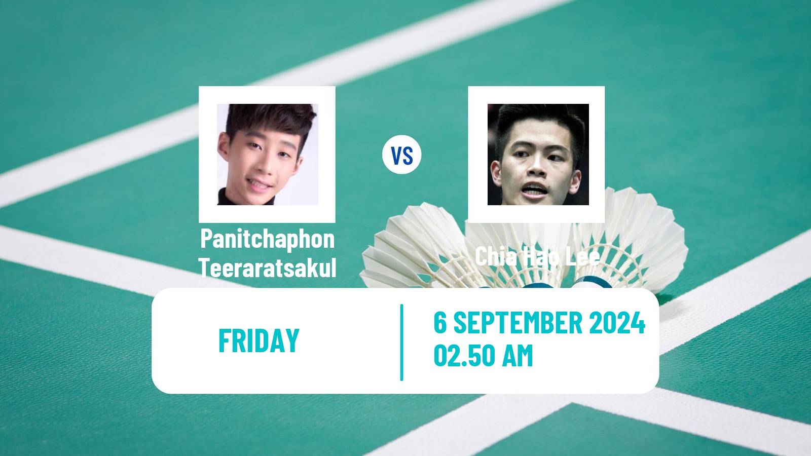 Badminton BWF World Tour Taipei Open Men Panitchaphon Teeraratsakul - Chia Hao Lee