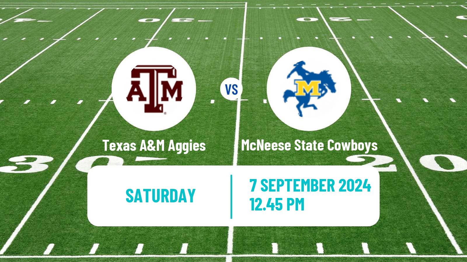 American football NCAA College Football Texas A&M Aggies - McNeese State Cowboys