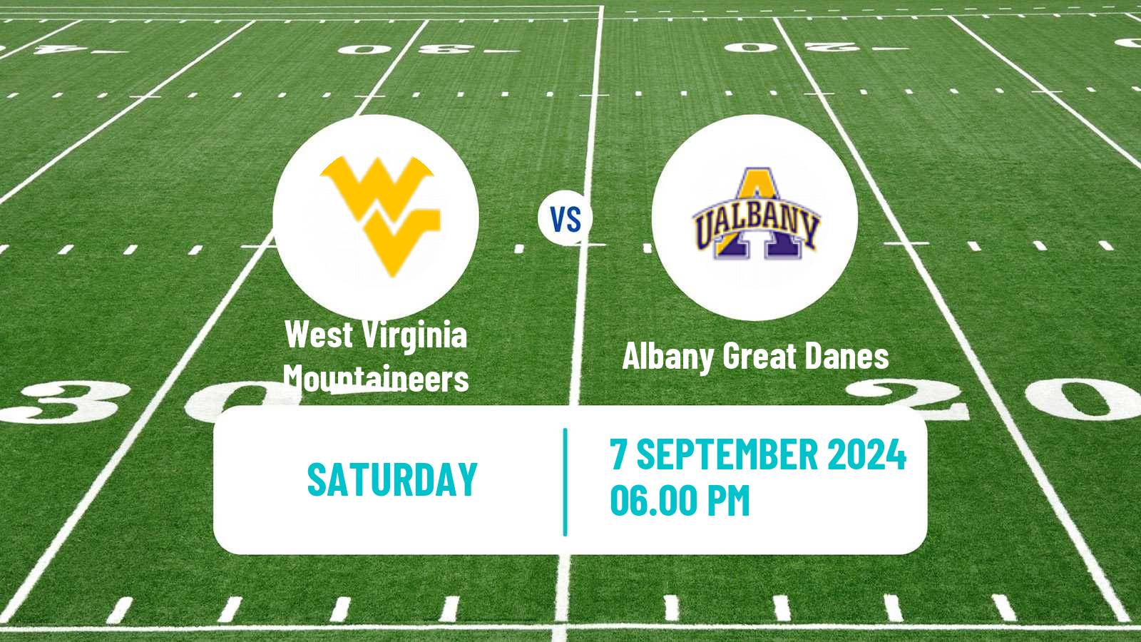 American football NCAA College Football West Virginia Mountaineers - Albany Great Danes