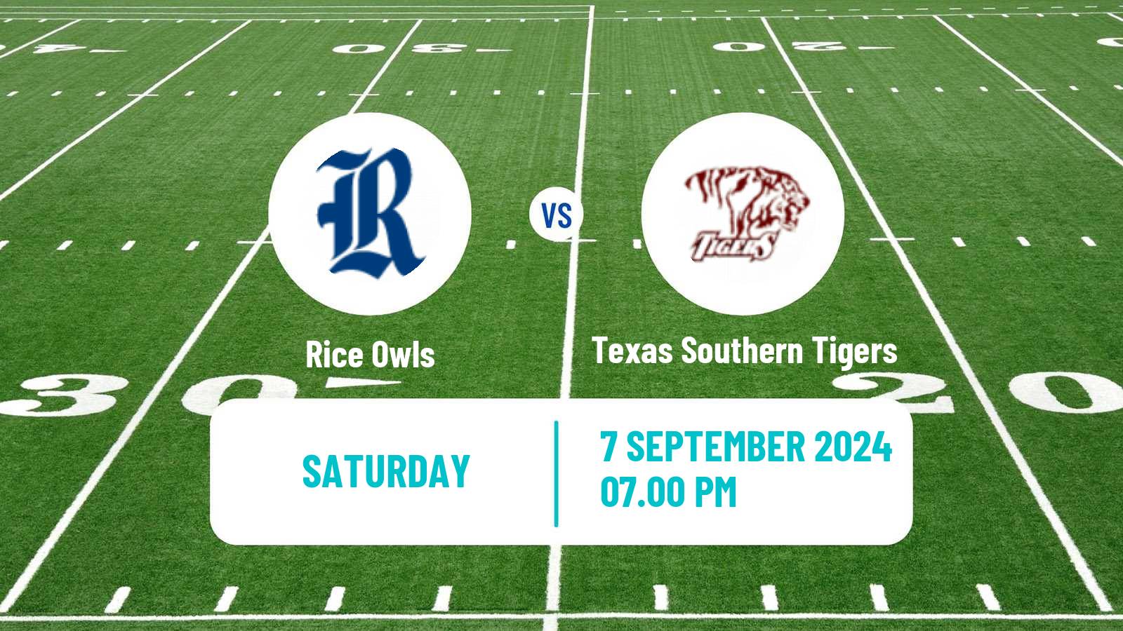 American football NCAA College Football Rice Owls - Texas Southern Tigers