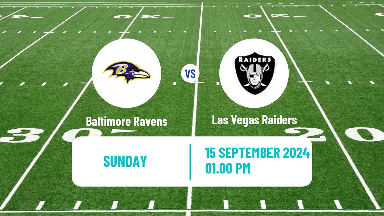 American football NFL Baltimore Ravens - Las Vegas Raiders