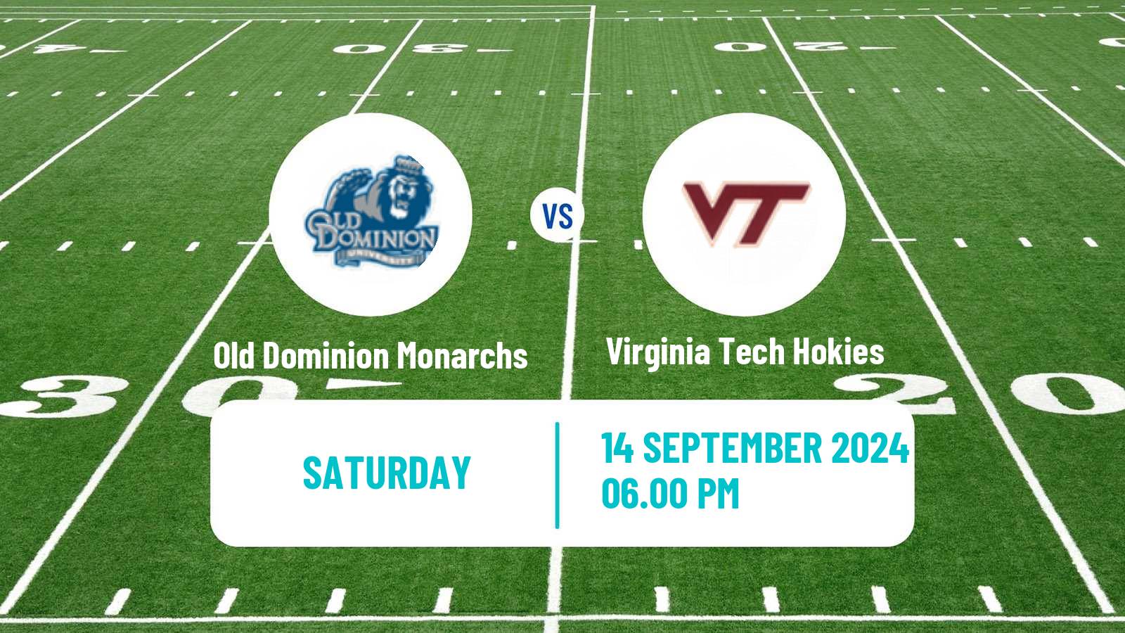 American football NCAA College Football Old Dominion Monarchs - Virginia Tech Hokies