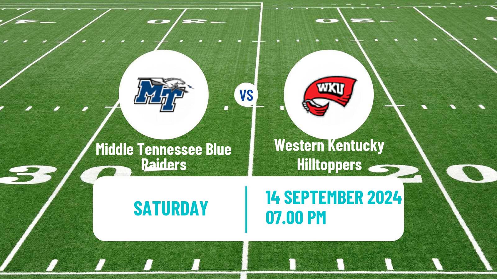 American football NCAA College Football Middle Tennessee Blue Raiders - Western Kentucky Hilltoppers