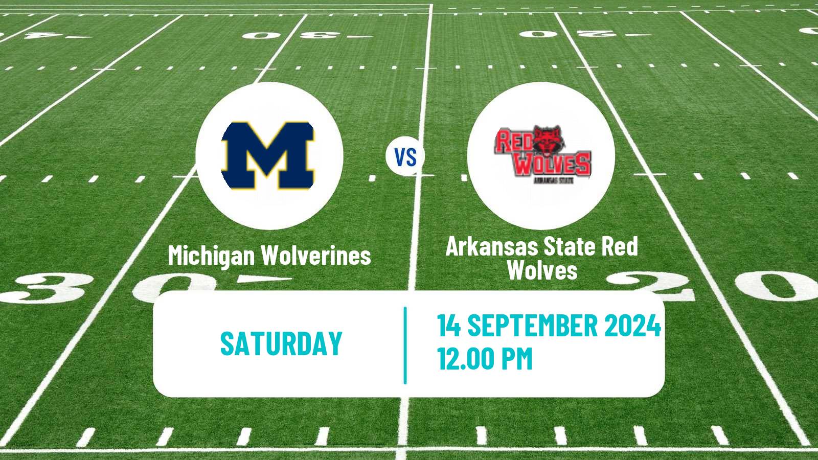 American football NCAA College Football Michigan Wolverines - Arkansas State Red Wolves