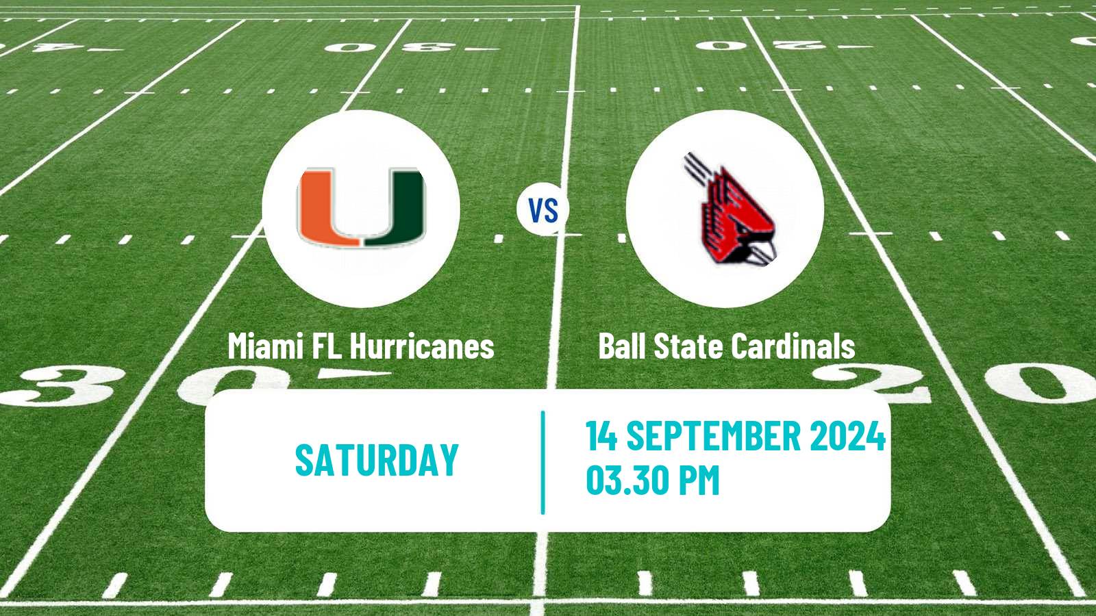 American football NCAA College Football Miami FL Hurricanes - Ball State Cardinals