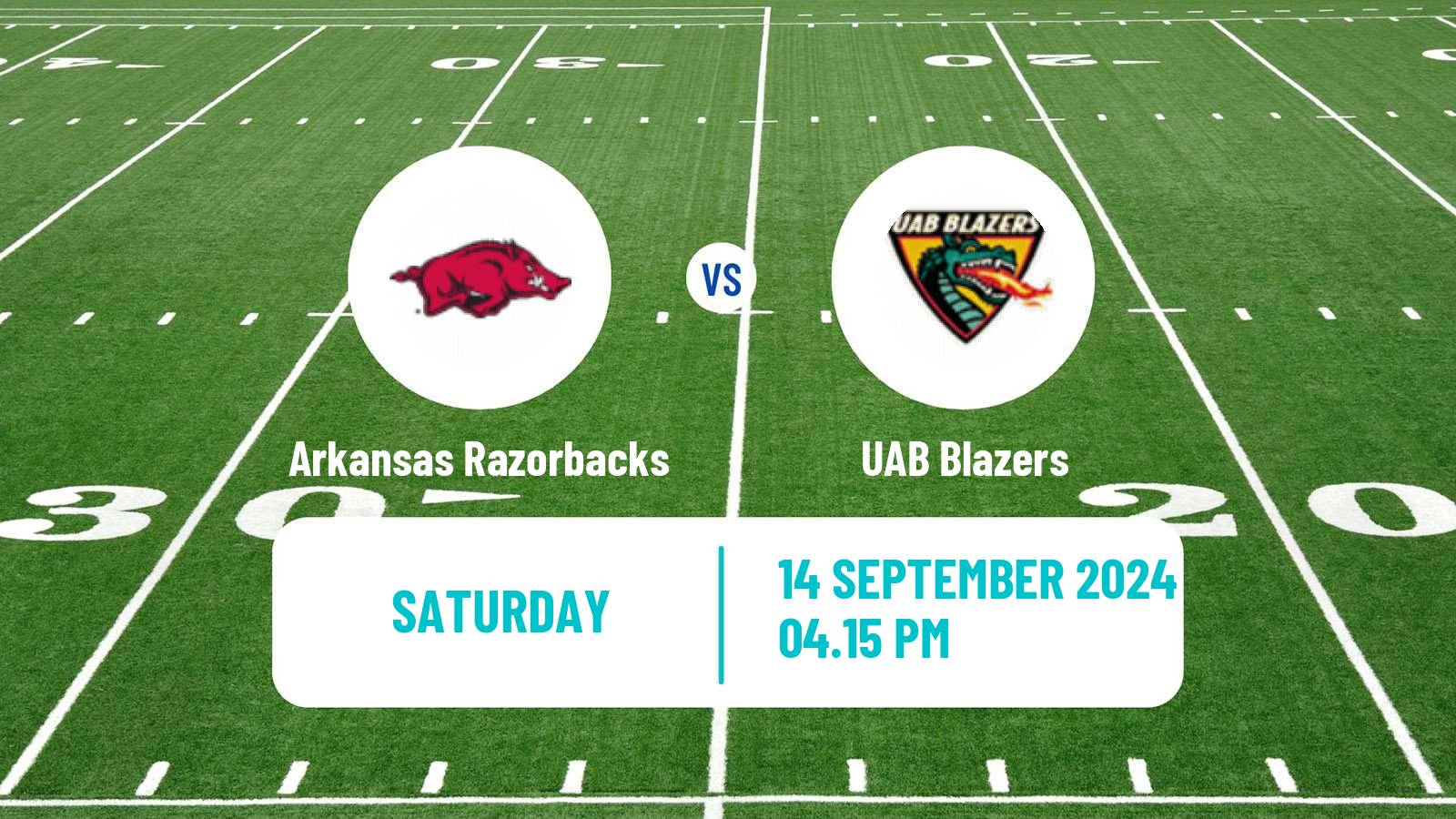 American football NCAA College Football Arkansas Razorbacks - UAB Blazers