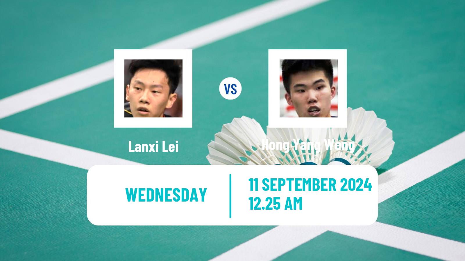 Badminton BWF World Tour Hong Kong Open Men Lanxi Lei - Hong Yang Weng