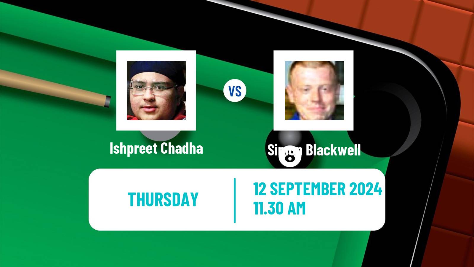 Snooker English Open Ishpreet Chadha - Simon Blackwell