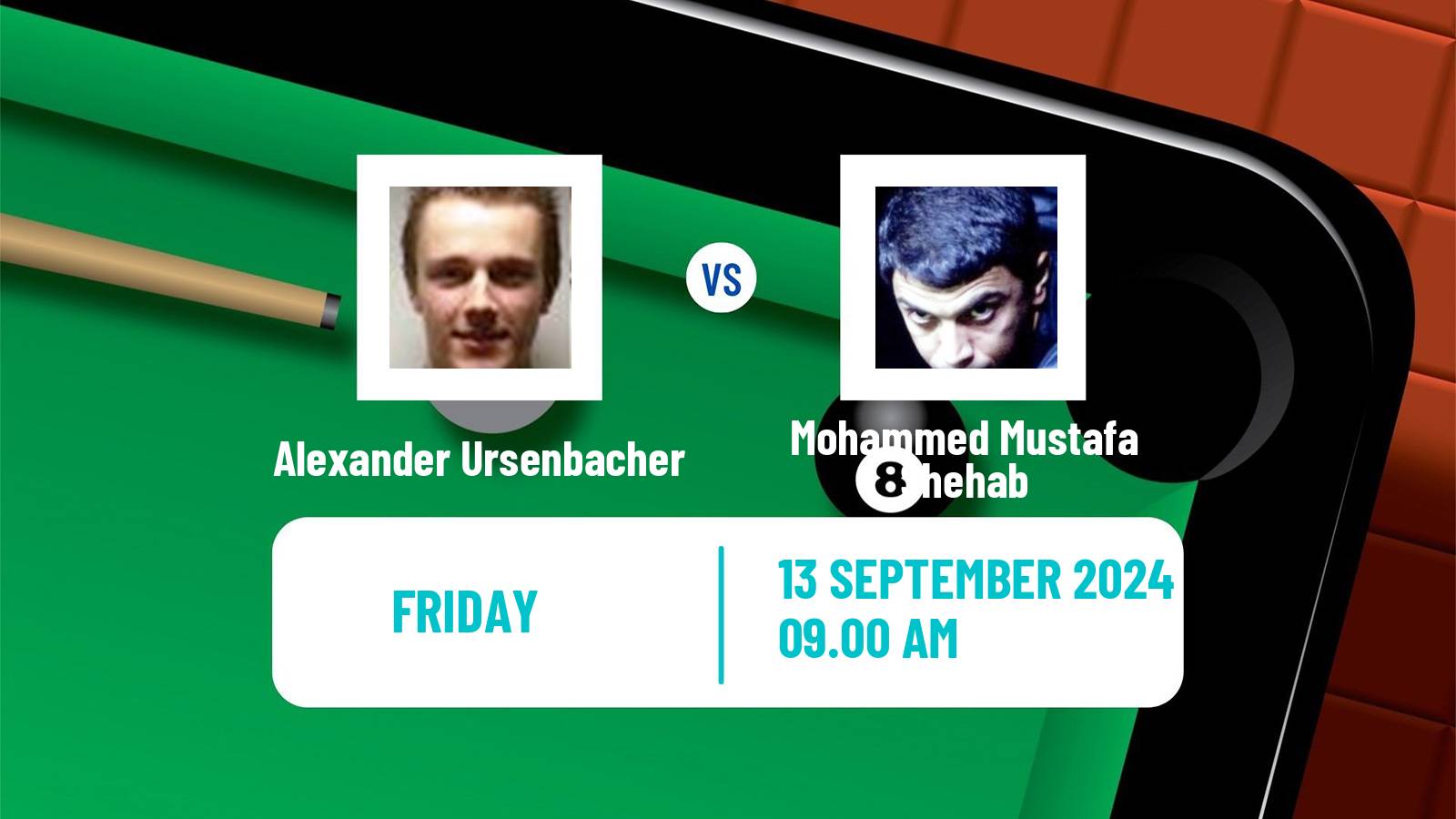 Snooker English Open Alexander Ursenbacher - Mohammed Mustafa Shehab