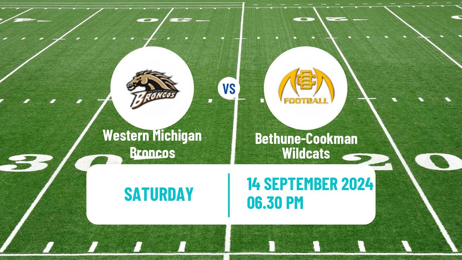 American football NCAA College Football Western Michigan Broncos - Bethune-Cookman Wildcats