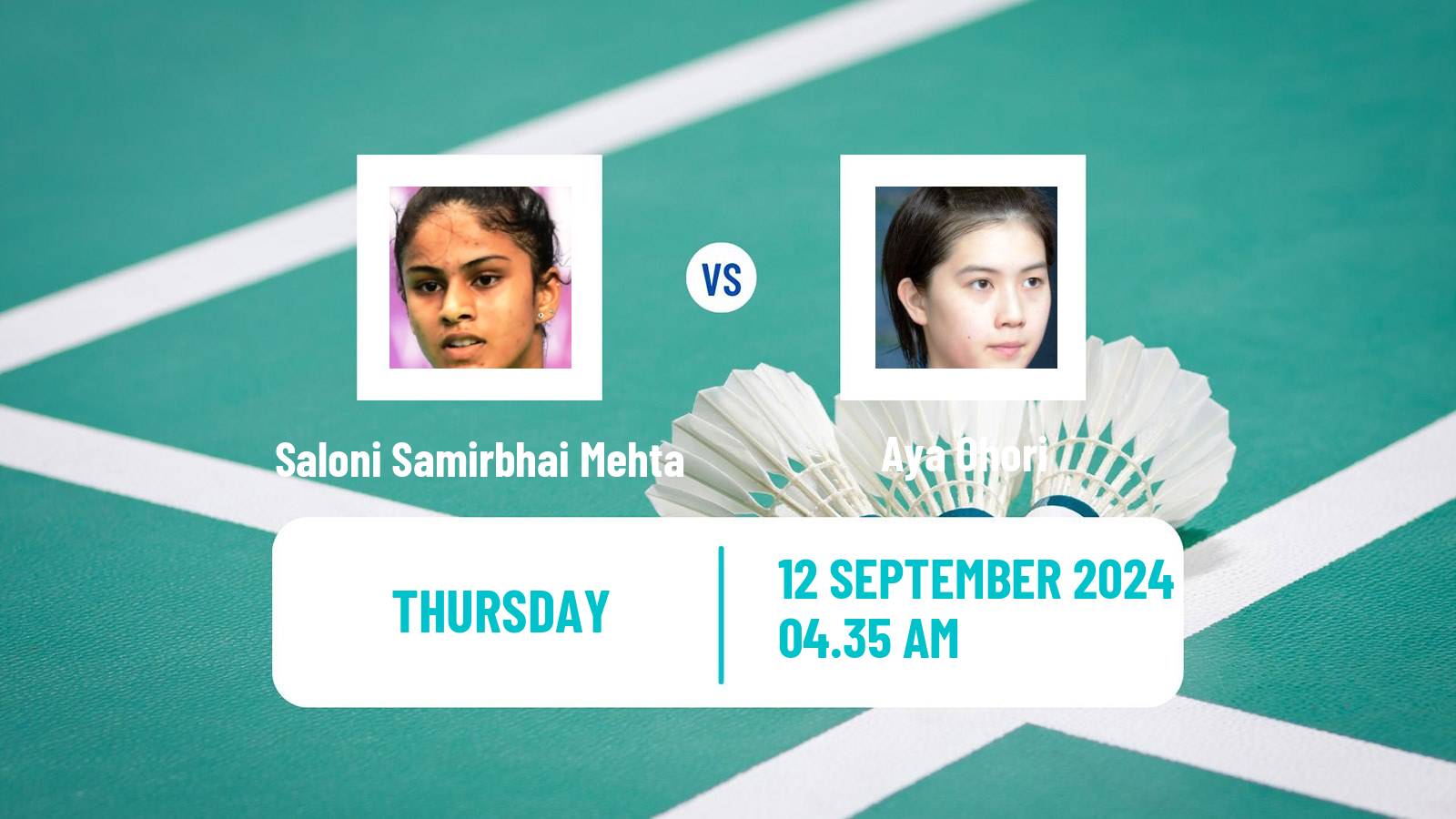 Badminton BWF World Tour Hong Kong Open Women Saloni Samirbhai Mehta - Aya Ohori