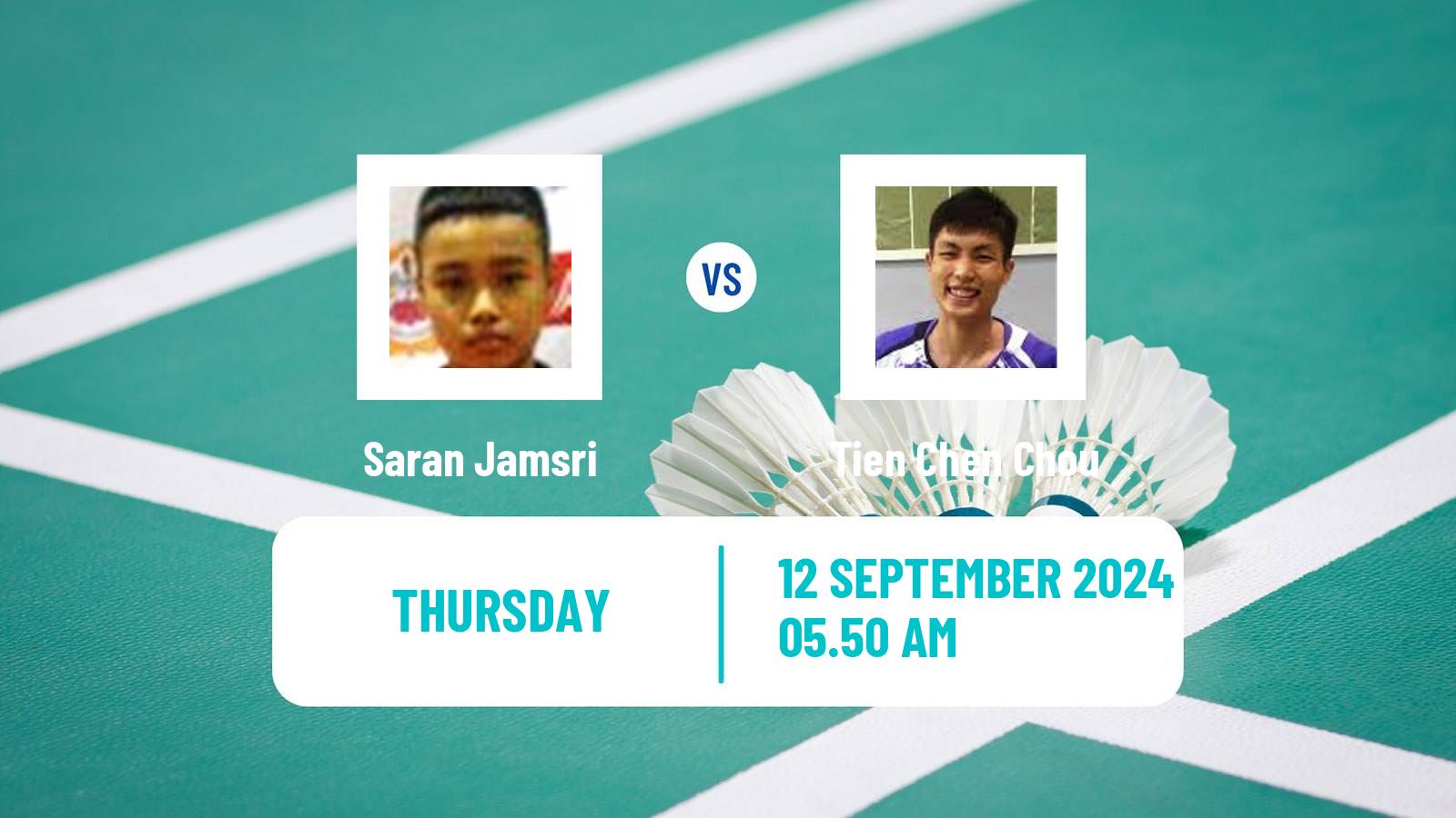 Badminton BWF World Tour Hong Kong Open Men Saran Jamsri - Tien Chen Chou