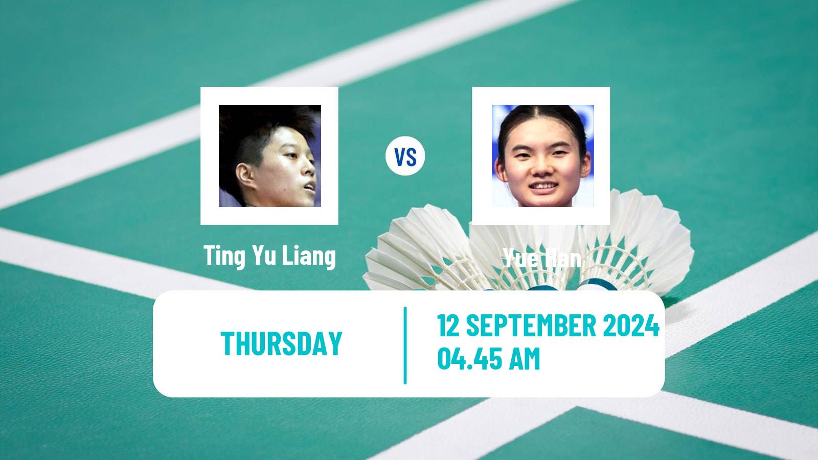 Badminton BWF World Tour Hong Kong Open Women Ting Yu Liang - Yue Han