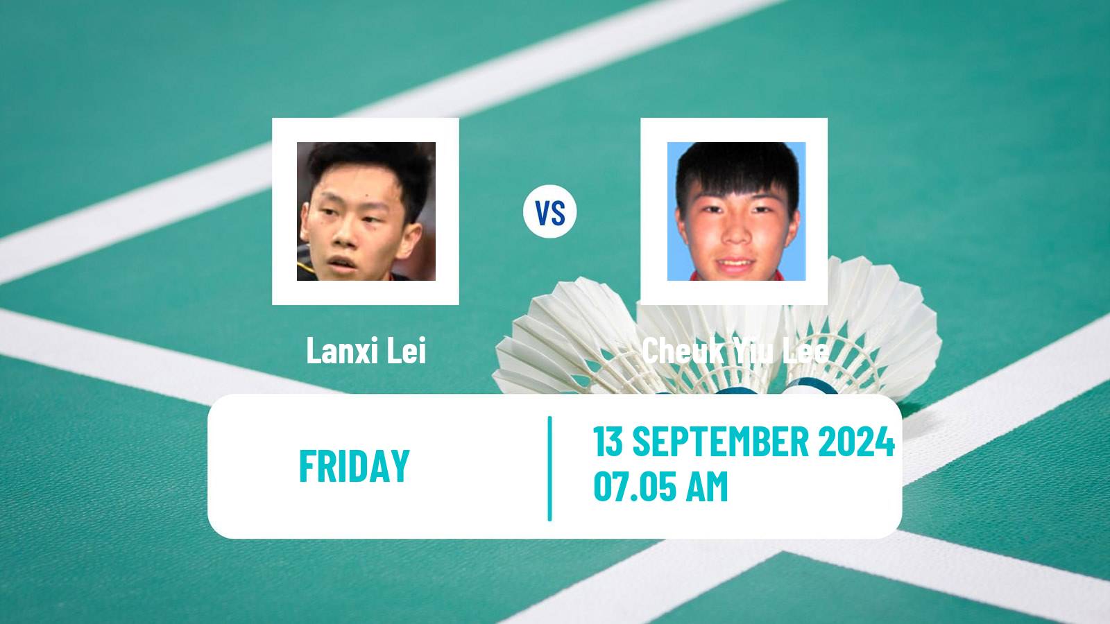 Badminton BWF World Tour Hong Kong Open Men Lanxi Lei - Cheuk Yiu Lee