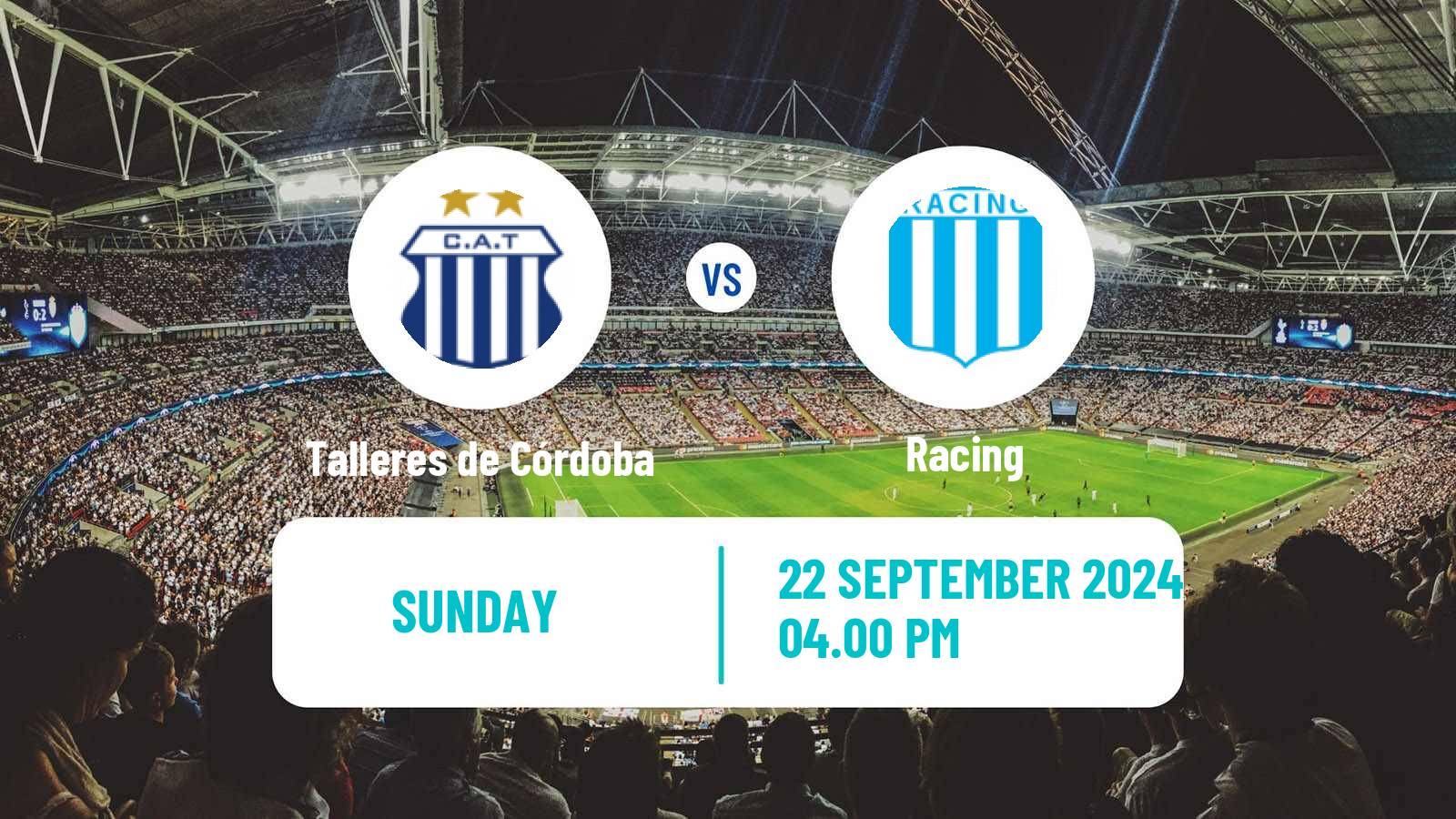 Soccer Argentinian Liga Profesional Talleres de Córdoba - Racing