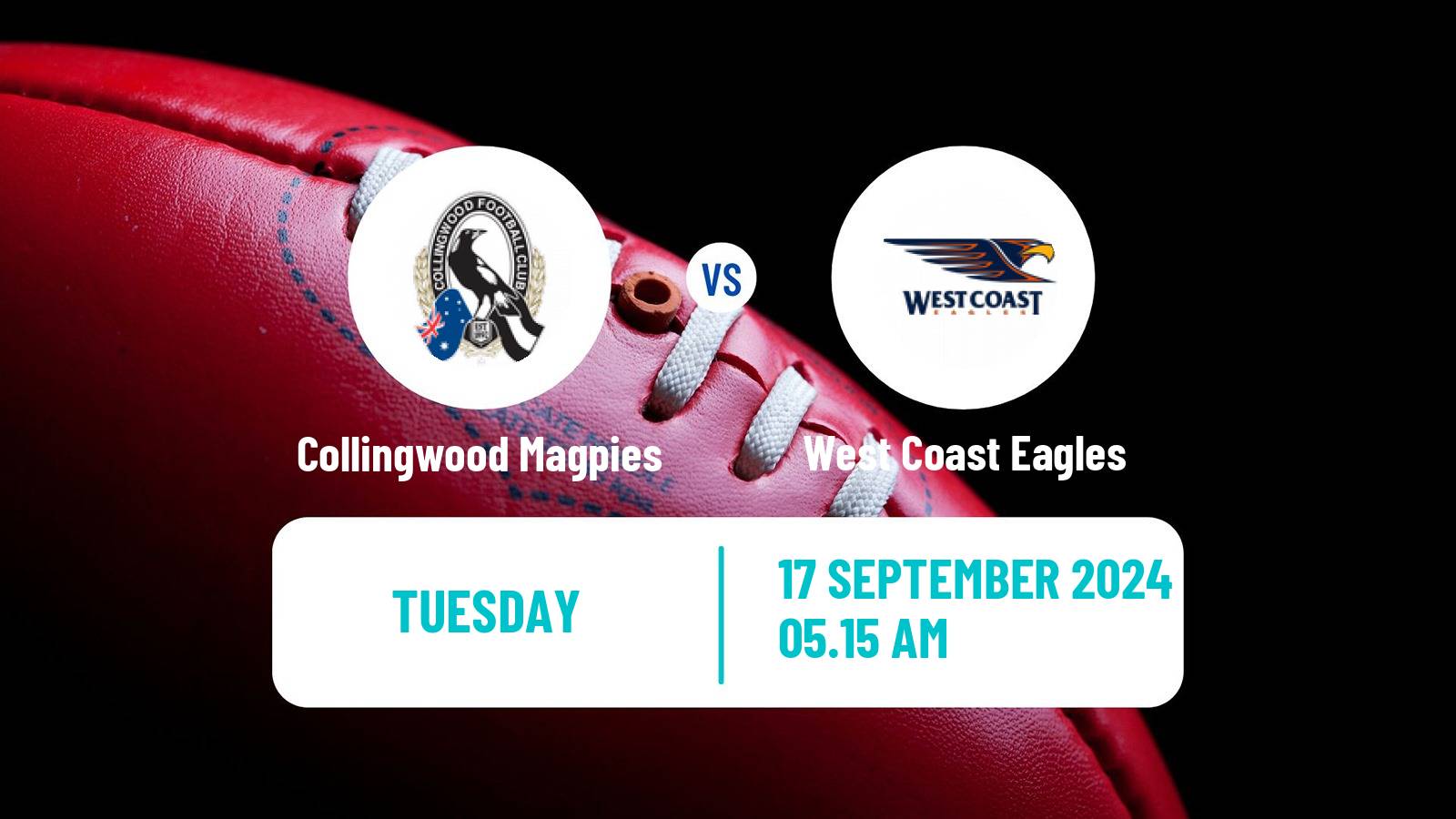 Aussie rules AFL Women Collingwood Magpies - West Coast Eagles