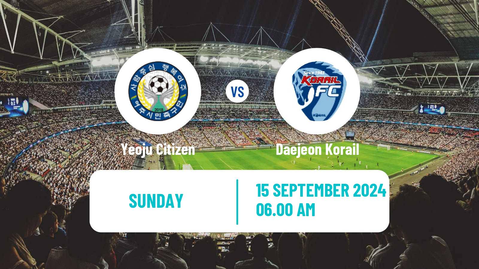 Soccer South Korean K3 League Yeoju Citizen - Daejeon Korail