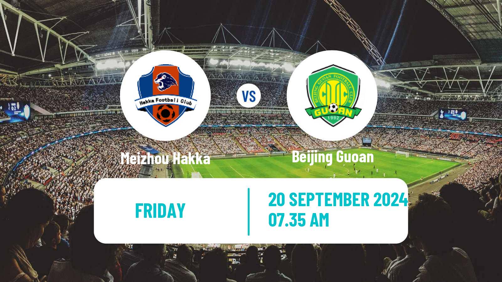 Soccer Chinese Super League Meizhou Hakka - Beijing Guoan