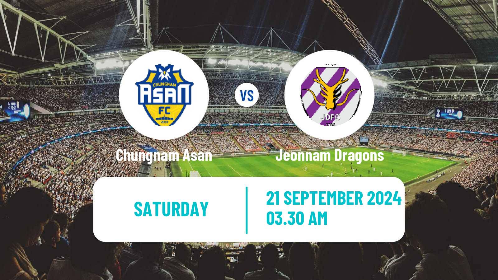 Soccer South Korean K-League 2 Chungnam Asan - Jeonnam Dragons