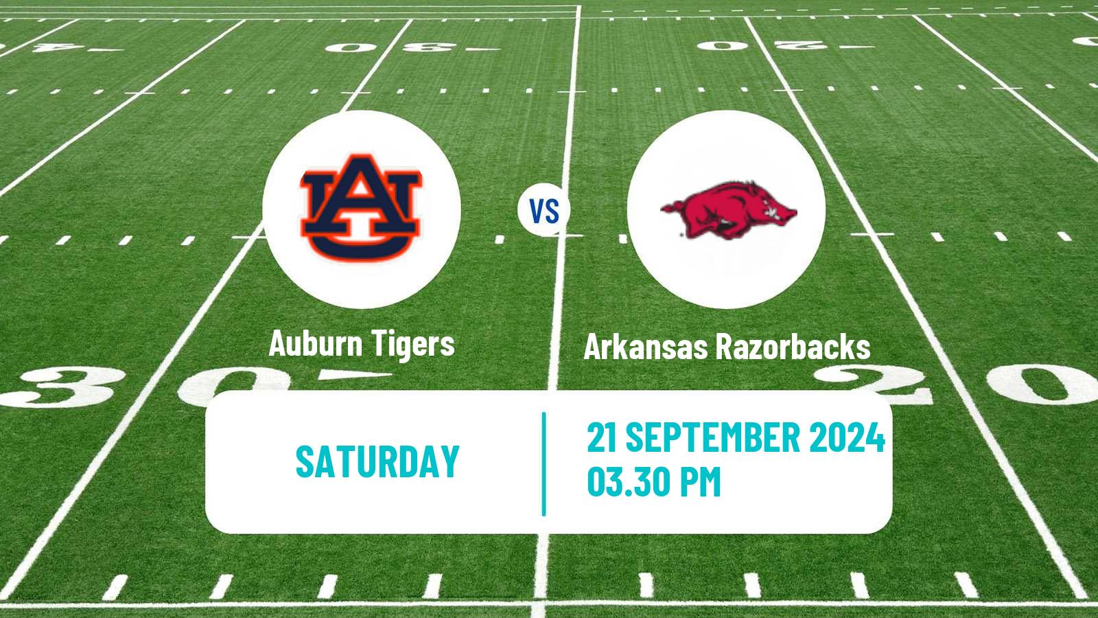 American football NCAA College Football Auburn Tigers - Arkansas Razorbacks