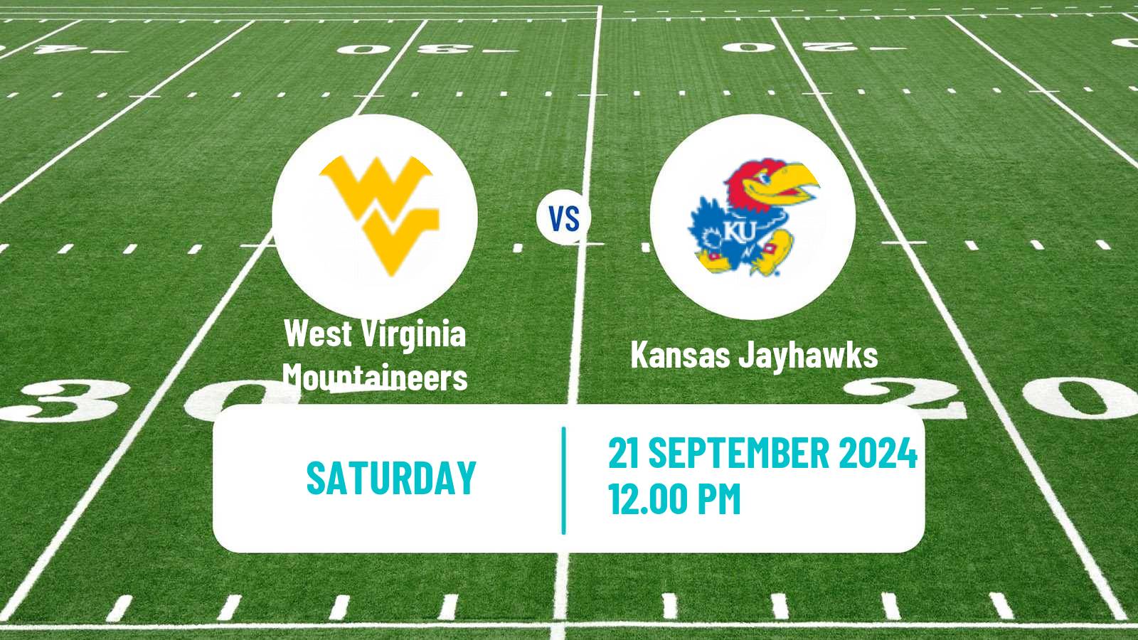 American football NCAA College Football West Virginia Mountaineers - Kansas Jayhawks